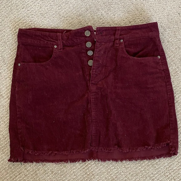 Burgundy Corduroy Skirt - Picture 1 of 3